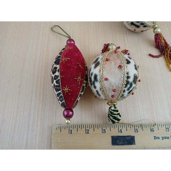 Fabric & Tassels Set of 3 Christmas Ornaments Holiday Tree Decoration - Picture 7 of 7